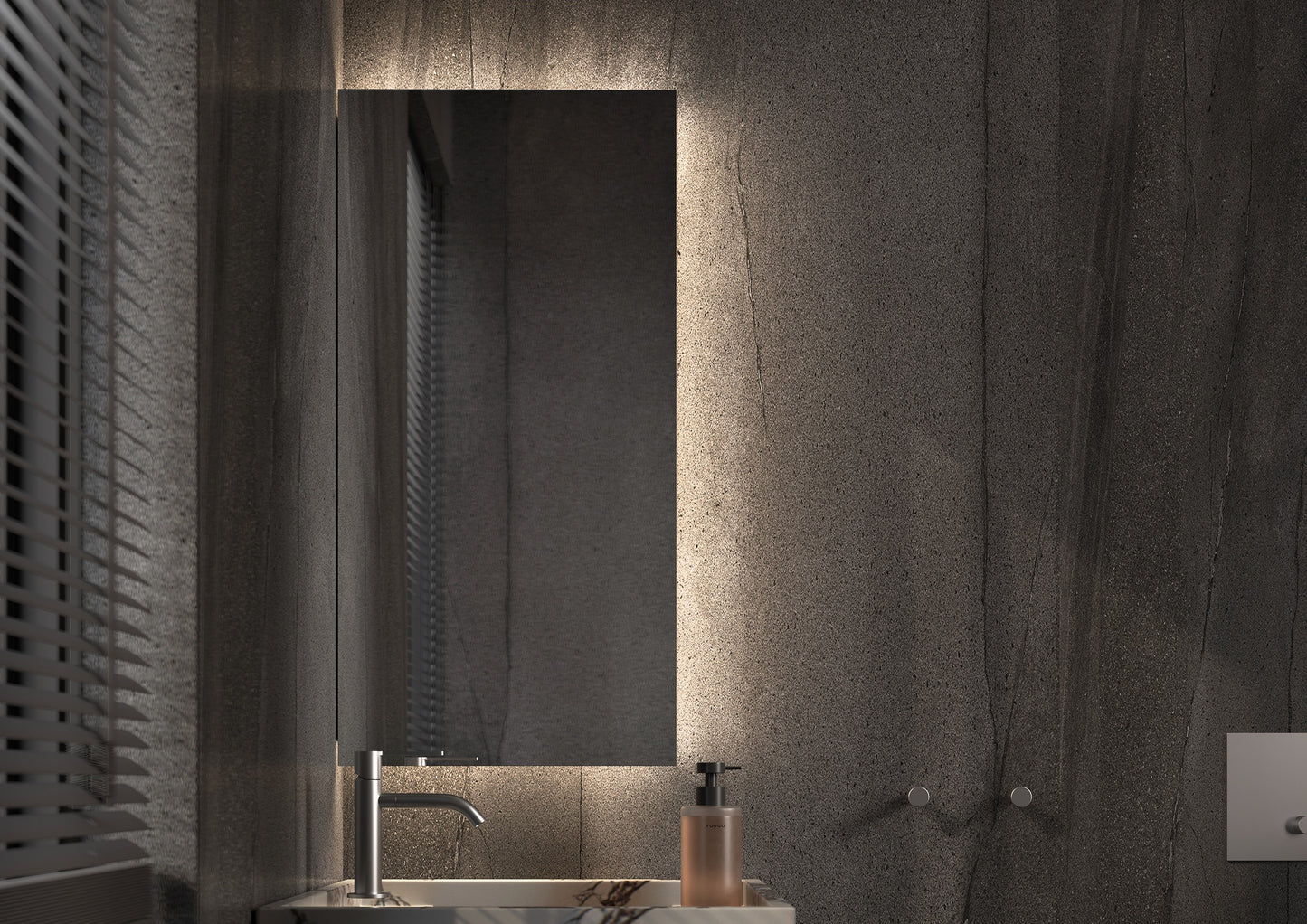 Toiletspiegel Dublin 400x900 mm incl. indirecte verlichting 3-zijde zowel links als rechts te bevestigen