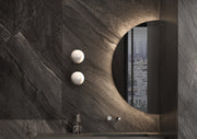 Toiletspiegel half rond 400x800 mm incl. indirecte verlichting ronde zijde zowel links als rechts te bevestigen