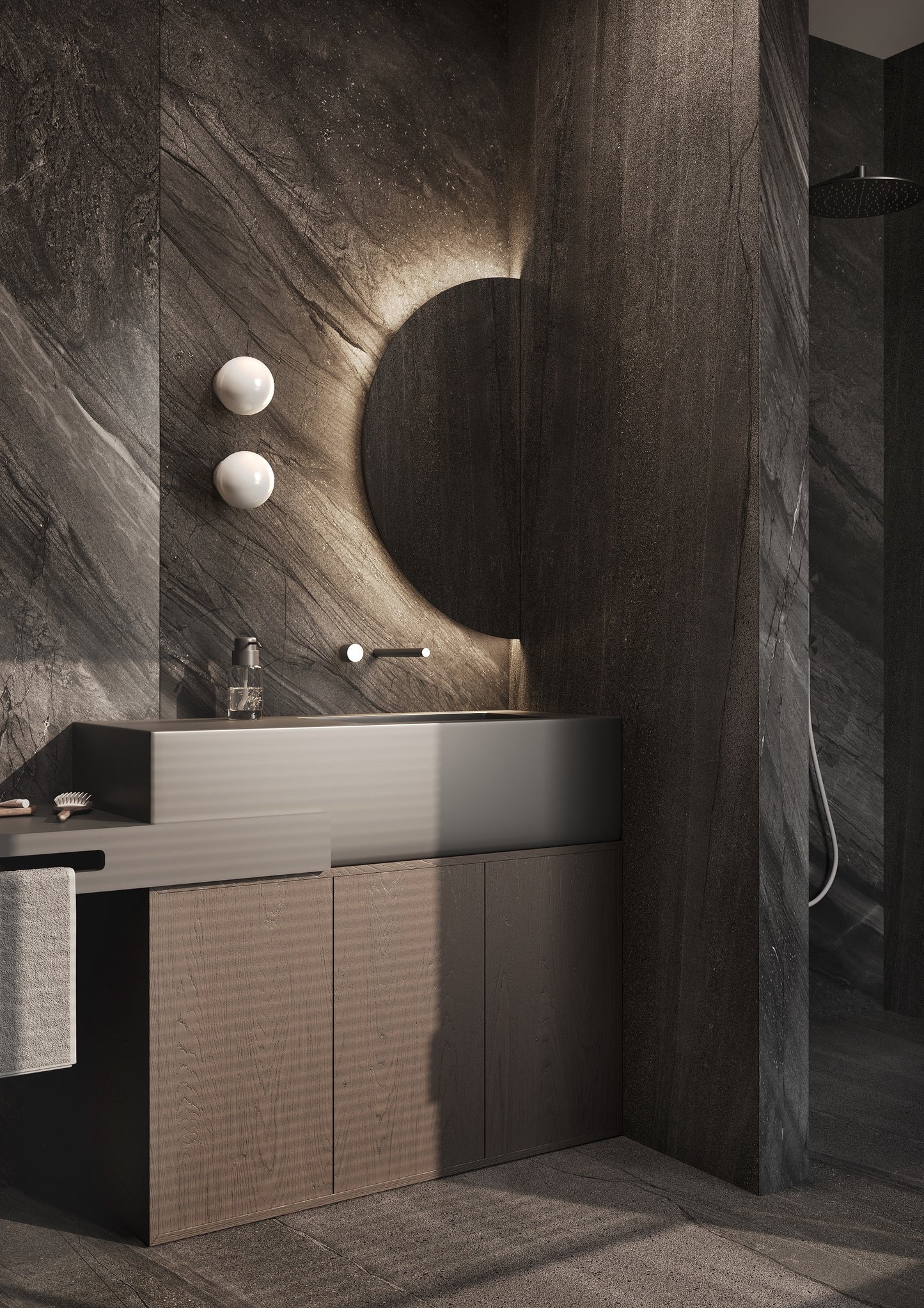 Toiletspiegel half rond 400x800 mm incl. indirecte verlichting ronde zijde zowel links als rechts te bevestigen