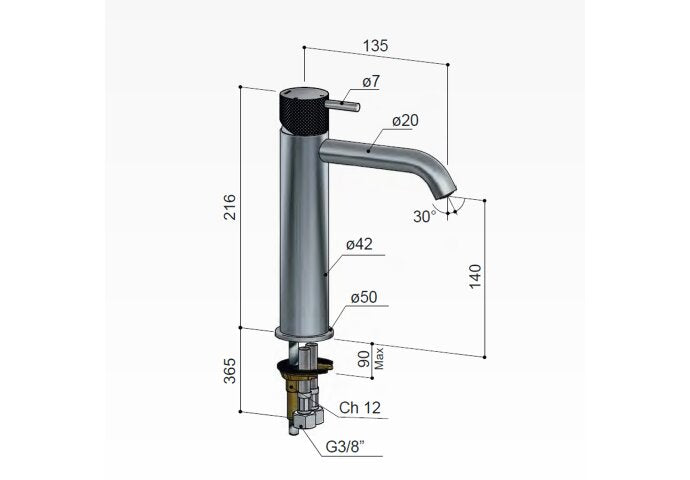 Hotbath Cobber X Wastafelmengkraan 2-gats Hoog Model - CX023HAB