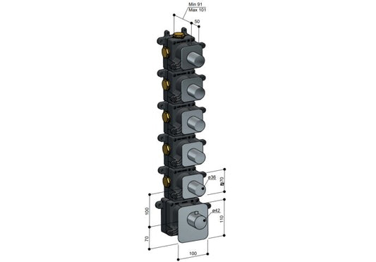 Hotbath Mate High Flow thermostaat met 3 stopkranen - MHF013MBP