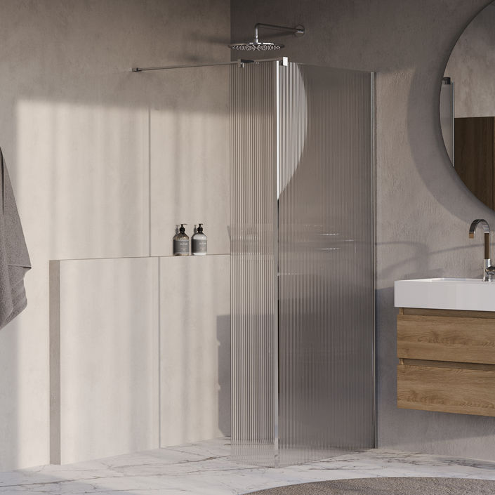 BRAUER Oblivion Flow inloopdouche ribbelglas met zijwand
