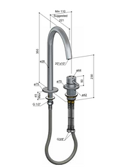 Hotbath Buddy Wastafelmengkraan 2 gats Hoog model