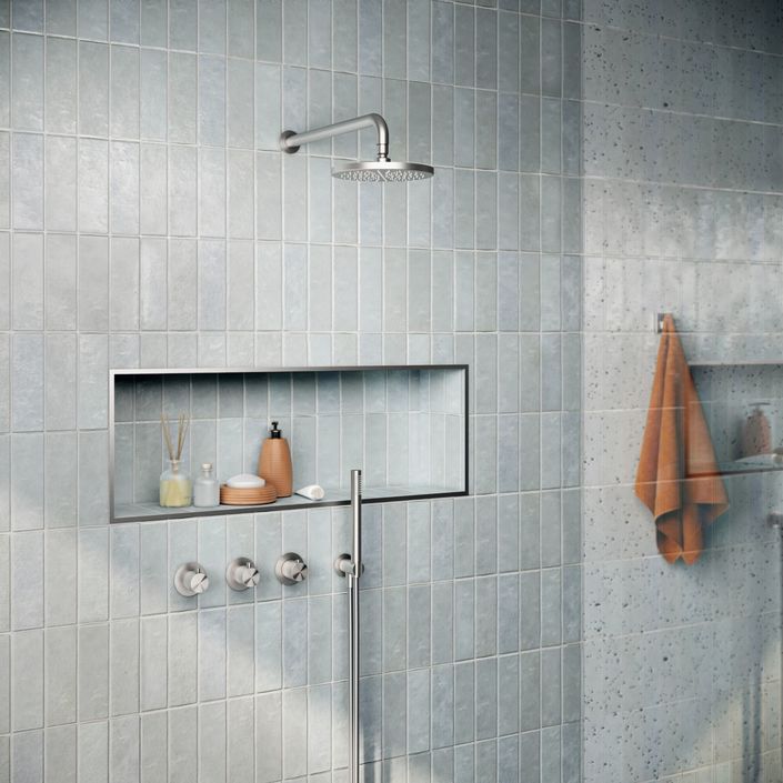 Hotbath Archie IBS33 inbouw doucheset RVS 316 - RVS Geborsteld - Ronde handdouche - 20cm hoofddouche (1,5cm) - Plafondbuis 30cm