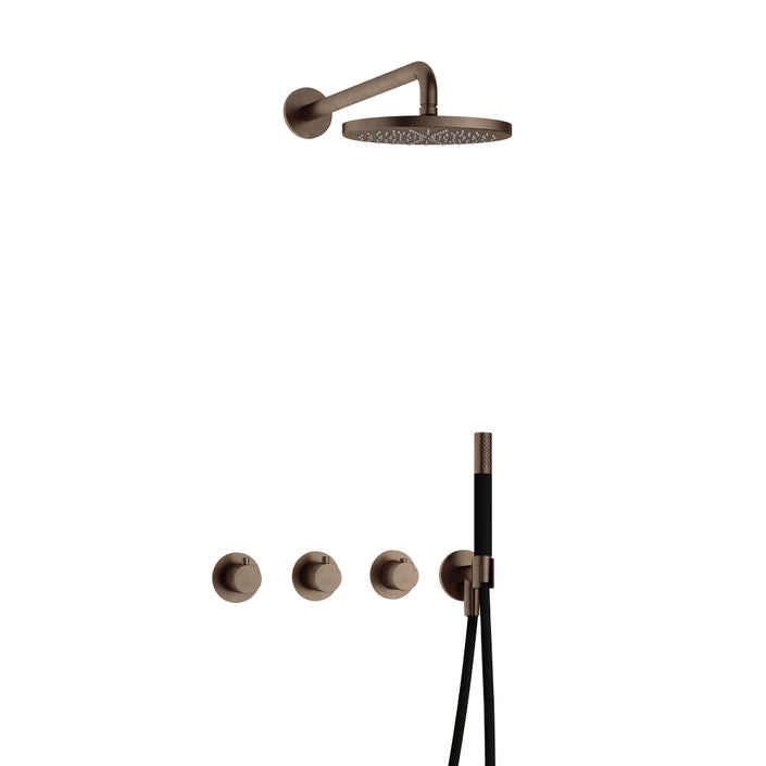 Hotbath Cobber IBS70 inbouw doucheset - staafhanddouche - 25cm hoofddouche - wandarm - wandhouder - verouderd messing