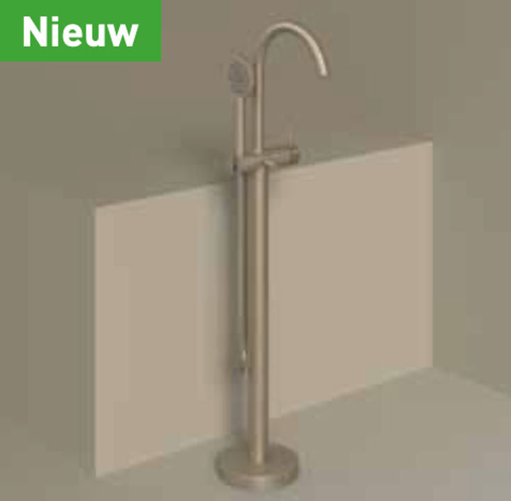 IVY Nexus Badmengkraan vrijstaand met draaibare uitloop, slang en satin spray handdouche