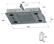 Hotbath Mate M192 inbouw hoofddouche rechthoekig 48x63 cm