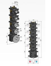 Hotbath Mate High Flow inbouwbox met 4 stopkranen