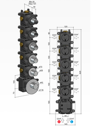 Hotbath Mate High Flow inbouwbox met 5 stopkranen