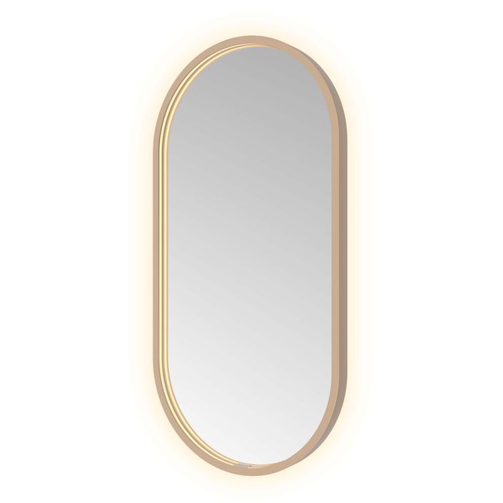 Hotbath Spiegel in aluminium frame / oval incl direct & indirect LED, spiegelverwarming, color changing, dimbaar, dottless, met afstandsbediening