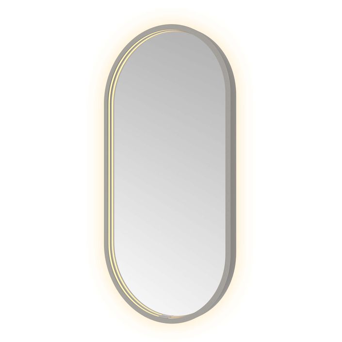 Hotbath Spiegel in aluminium frame / oval incl direct & indirect LED, spiegelverwarming, color changing, dimbaar, dottless, met afstandsbediening