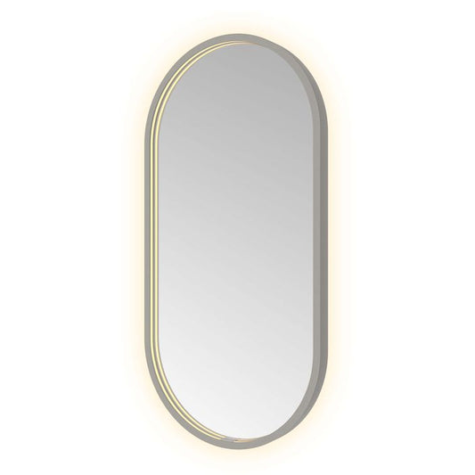 Hotbath Spiegel in aluminium frame / oval incl direct & indirect LED, spiegelverwarming, color changing, dimbaar, dottless, met afstandsbediening