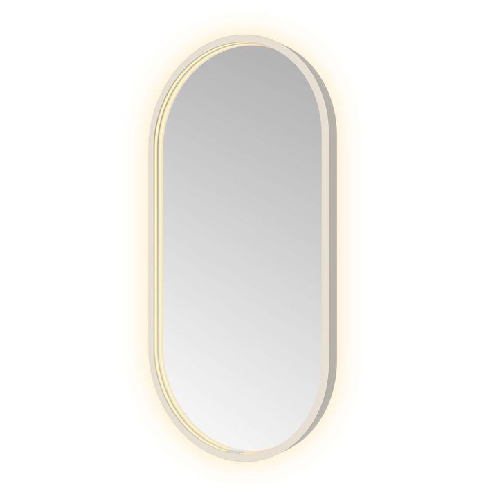 Hotbath Spiegel in aluminium frame / oval incl direct & indirect LED, spiegelverwarming, color changing, dimbaar, dottless, met afstandsbediening