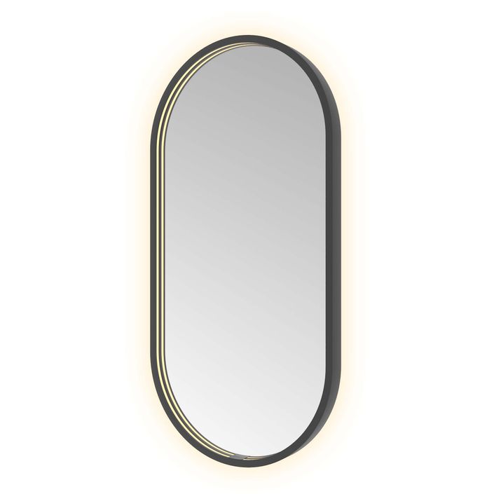 Hotbath Spiegel in aluminium frame / oval incl direct & indirect LED, spiegelverwarming, color changing, dimbaar, dottless, met afstandsbediening