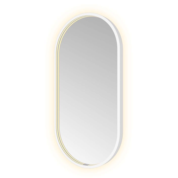 Hotbath Spiegel in aluminium frame / oval incl direct & indirect LED, spiegelverwarming, color changing, dimbaar, dottless, met afstandsbediening
