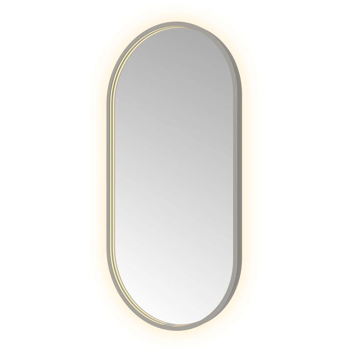 Hotbath Spiegel in aluminium frame / oval incl direct & indirect LED, spiegelverwarming, color changing, dimbaar, dottless, met afstandsbediening