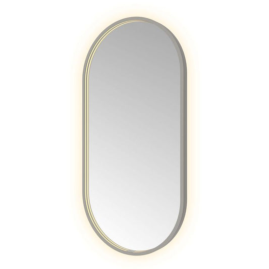 Hotbath Spiegel in aluminium frame / oval incl direct & indirect LED, spiegelverwarming, color changing, dimbaar, dottless, met afstandsbediening