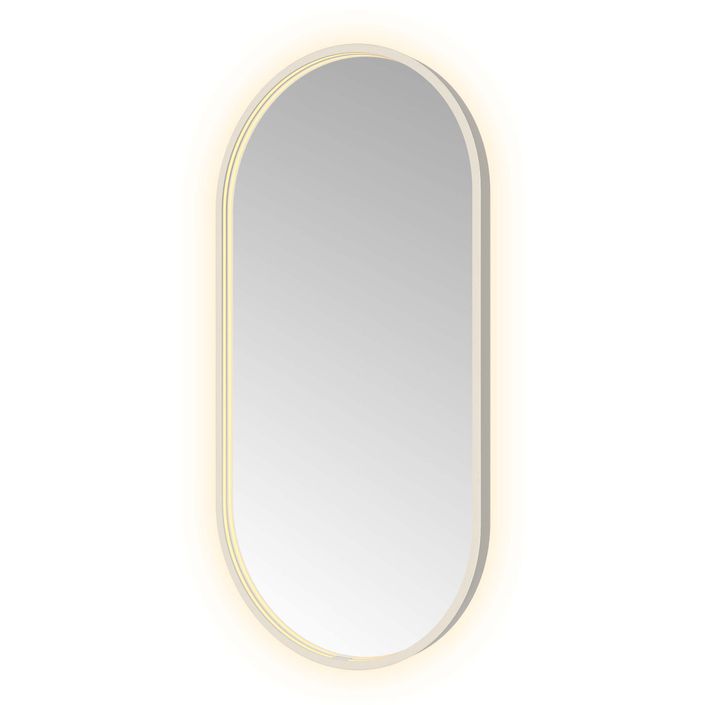 Hotbath Spiegel in aluminium frame / oval incl direct & indirect LED, spiegelverwarming, color changing, dimbaar, dottless, met afstandsbediening