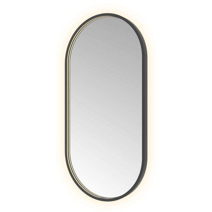 Hotbath Spiegel in aluminium frame / oval incl direct & indirect LED, spiegelverwarming, color changing, dimbaar, dottless, met afstandsbediening