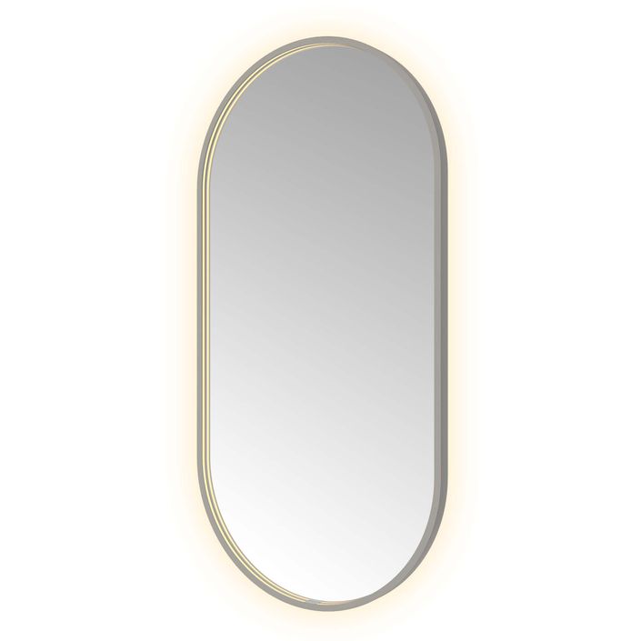 Hotbath Spiegel in aluminium frame / oval incl direct & indirect LED, spiegelverwarming, color changing, dimbaar, dottless, met afstandsbediening