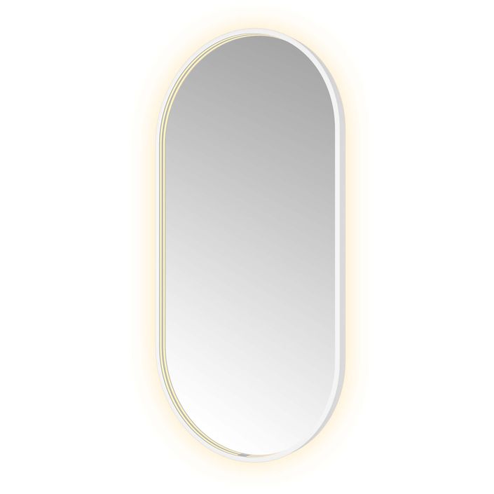 Hotbath Spiegel in aluminium frame / oval incl direct & indirect LED, spiegelverwarming, color changing, dimbaar, dottless, met afstandsbediening