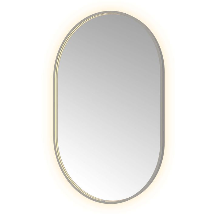 Hotbath Spiegel in aluminium frame / oval incl direct & indirect LED, spiegelverwarming, color changing, dimbaar, dottless, met afstandsbediening