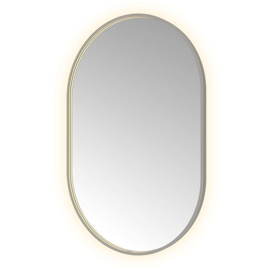 Hotbath Spiegel in aluminium frame / oval incl direct & indirect LED, spiegelverwarming, color changing, dimbaar, dottless, met afstandsbediening
