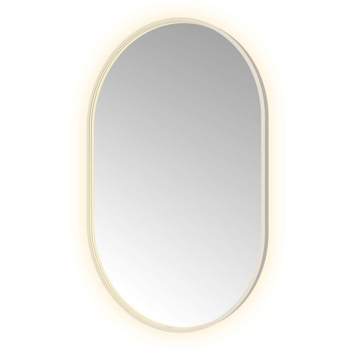Hotbath Spiegel in aluminium frame / oval incl direct & indirect LED, spiegelverwarming, color changing, dimbaar, dottless, met afstandsbediening