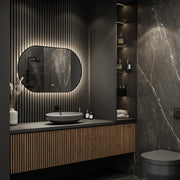 HIPP Design Voorraad spiegel ovaal-recht in mat zwart met indirecte LED verlichting rondom - SPV 13700 BL