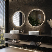 HIPP Design Voorraad spiegel rond in mat zwart met indirecte LED verlichting rondom - SPV 13500 BL