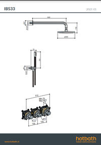 Hotbath Archie IBS33 inbouw doucheset RVS 316 - Geborsteld Gunmetal PVD - Staaf handdouche - 30cm hoofddouche (0,8cm) - Plafondbuis 20cm