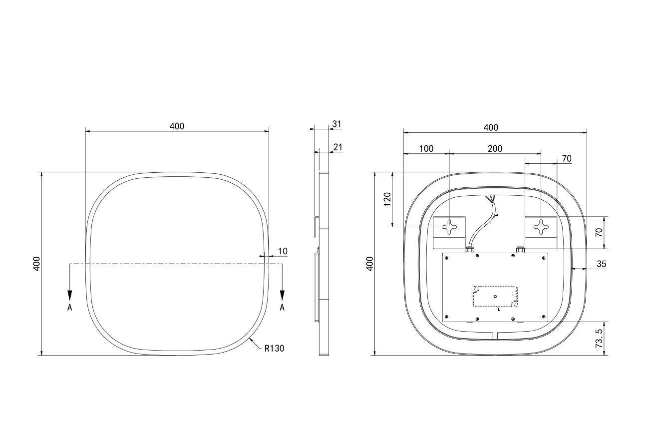 Hotbath Spiegel in aluminium frame / contour incl indirect LED, color changing, dimbaar, dottless, met afstandsbediening