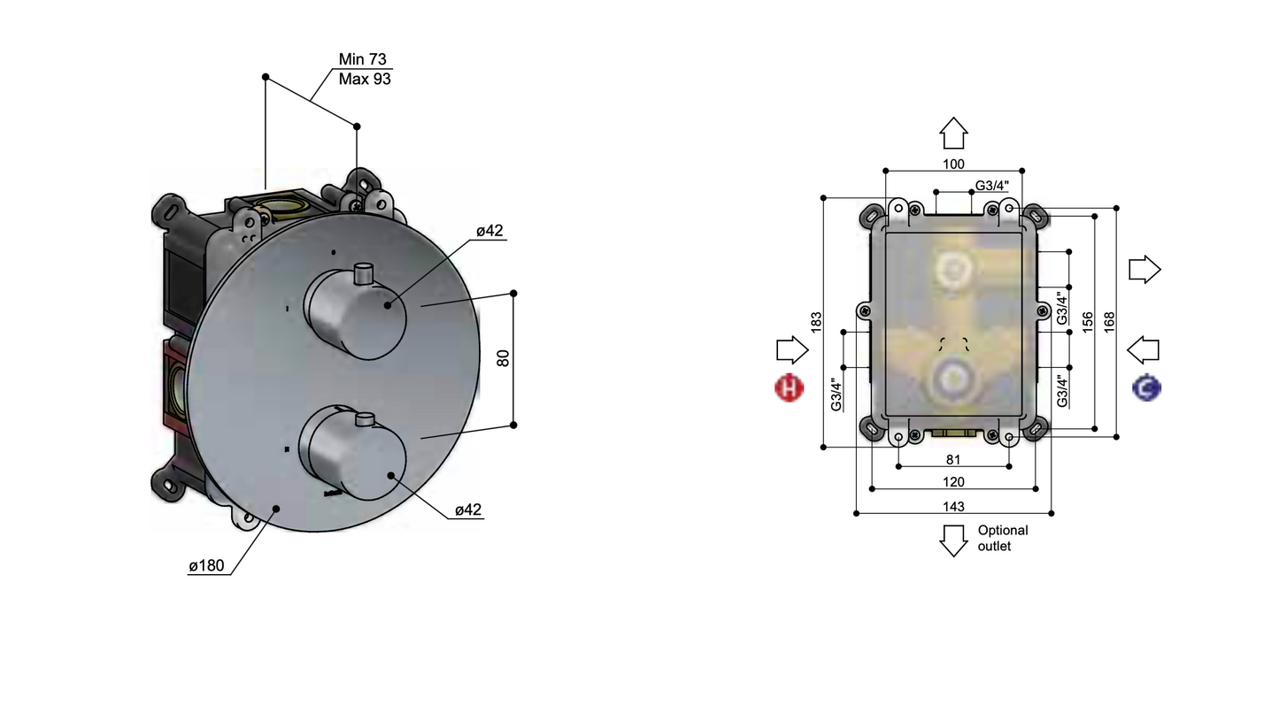Hotbath Cobber IBS Cobber 009GN Therm. 2 weg stop omstel