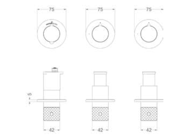 IVY Nexus Afbouwdeel inbouwthermostaat met 2 stopkranen symmetry met ronde rozetten