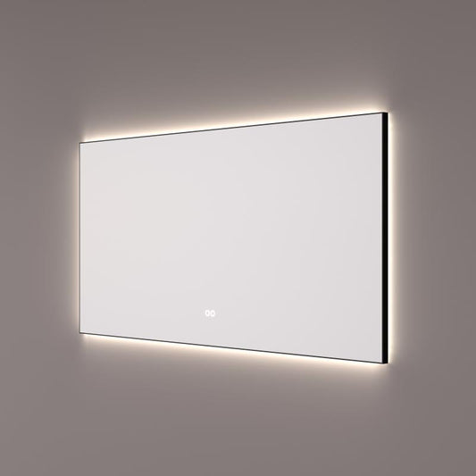 HIPP Design Voorraad spiegel in mat zwart met indirecte LED verlichting rondom - SPV 12500 BL