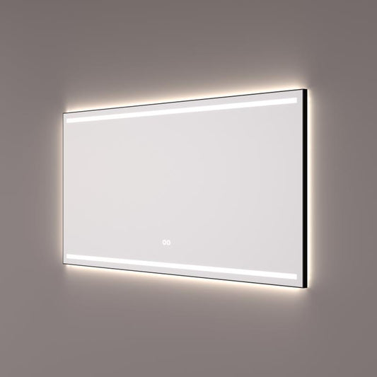 HIPP Design Voorraad spiegel in mat zwart met 2 horizontale LED banen en indirecte LED rondom - SPV 7000 BL