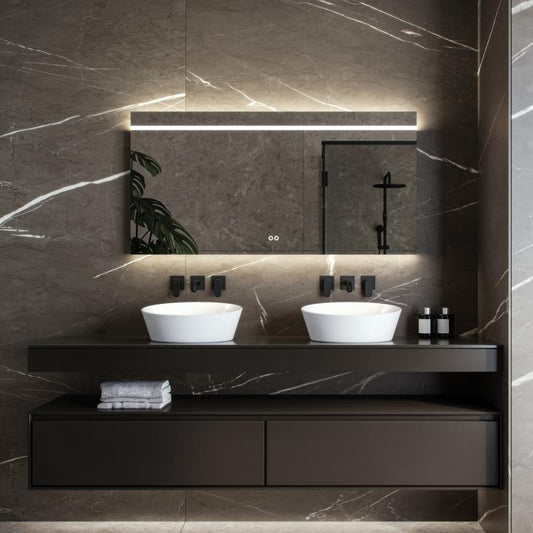 HIPP Design Voorraad spiegel met LED streep en indirecte LED verlichting boven en onder - SPV 4500